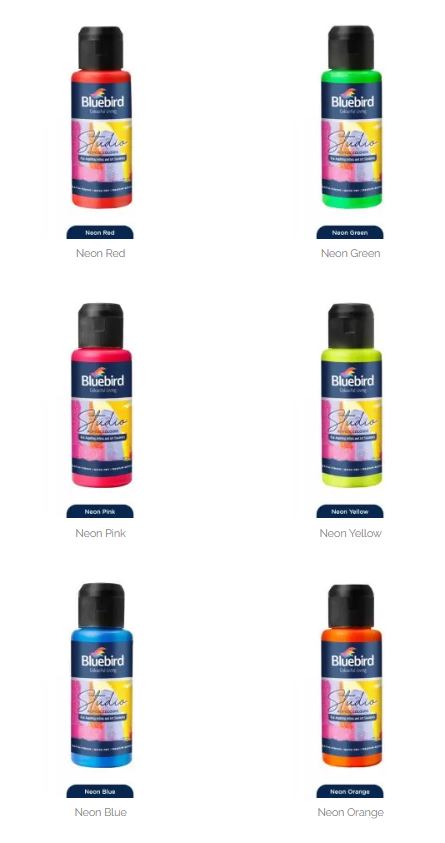 Blue Bird Studio Neon Acrylic color set of 6 - 100ml
