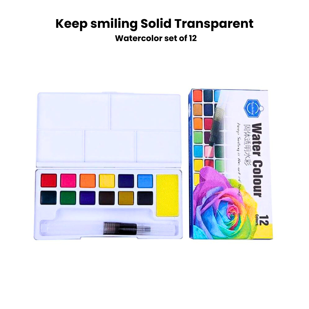 Keep smiling Solid Transparent Watercolor set of 12 - Premium Edition