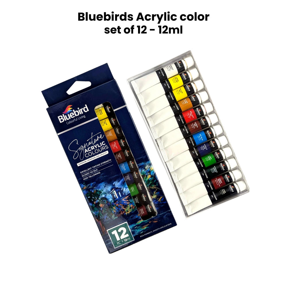Bluebirds Acrylic paint set of 12 - 12ml - Professional Edition