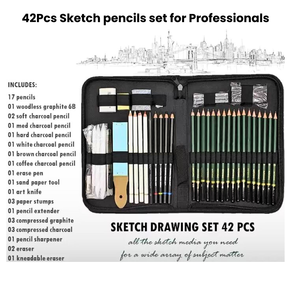 42Pcs Sketchpencil set Complete Box - Professional Edition