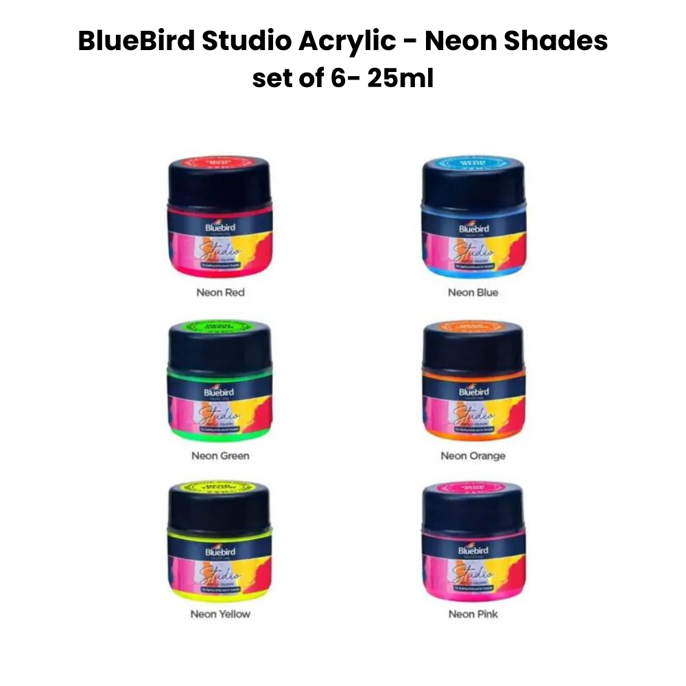 Blue Bird Studio Neon Acrylic color set of 6 - 25ml