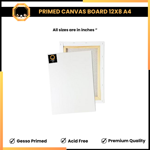 Pack of 6 Primed Canvas Board for painting - 12 x 8 inches