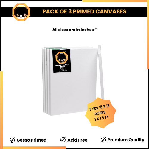 Pack of 3 Primed Canvas Boards 12x18 inches - Artist Edition