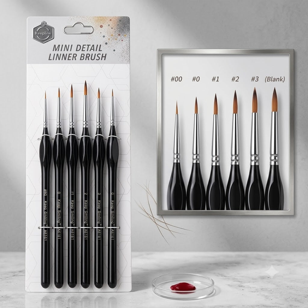 Keep smiling Mini Detail Hook line brushes - Black Edition