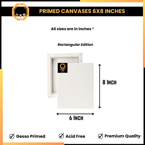 Pack of 10 Primed Canvas Boards 6 x 8 inches - Rectangular Edition