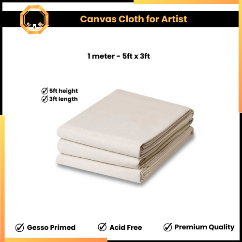 Primed Canvas Cloth for Artists - 1 meter Length - 5ftx3ft
