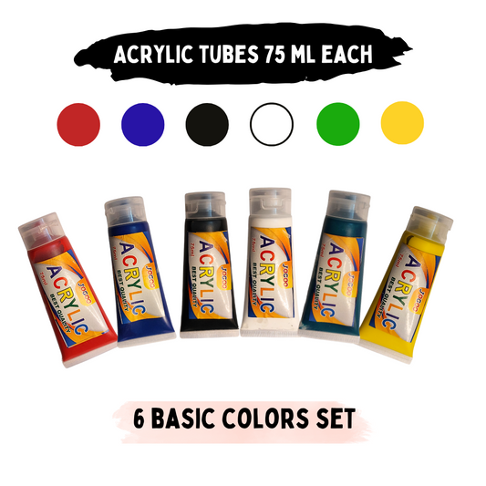 Acrylic Tubes set of 6 Large Tubes - 75ml Each