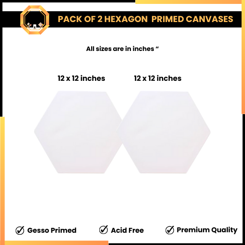 Pack of 2 hexagonal Primed Canvas 12 x 12 inches - Limited Edition