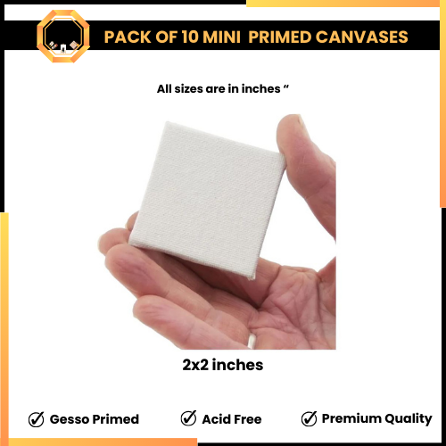 Pack of 10 Primed Canvas boards 2 x 2 inches - Cute mini Edition
