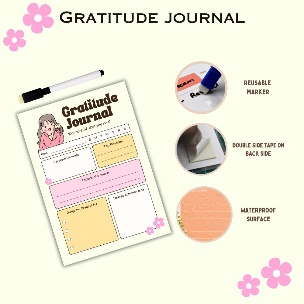 Gratitude Journal Laminted with free board marker - Limited Edition