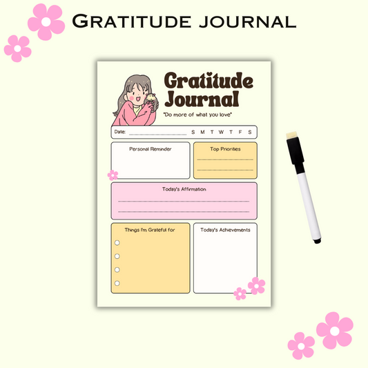 Gratitude Journal Laminted with free board marker - Limited Edition