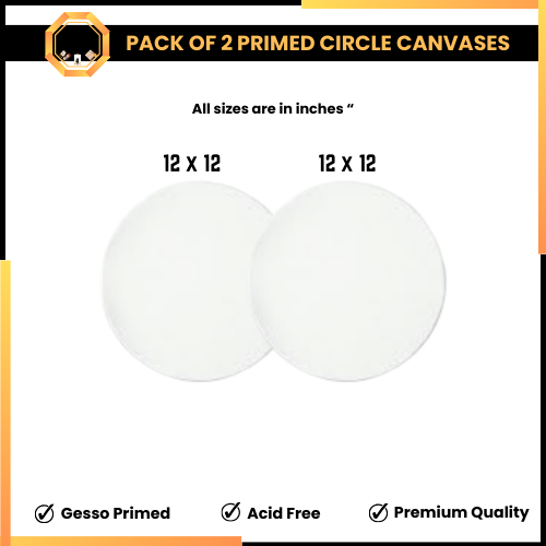 Pack of 2 Round Canvas 12 x 12 inches