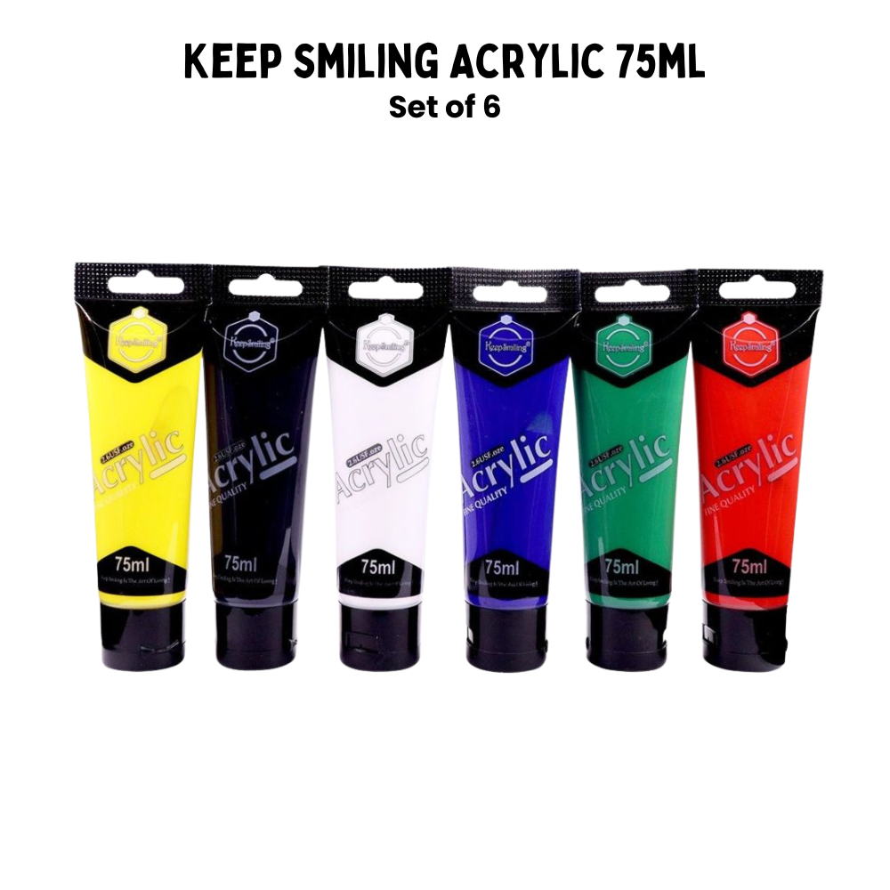 Keep Smiling Acrylic Tubes Set of 6 - 75ml Pack of 6 - Image 1