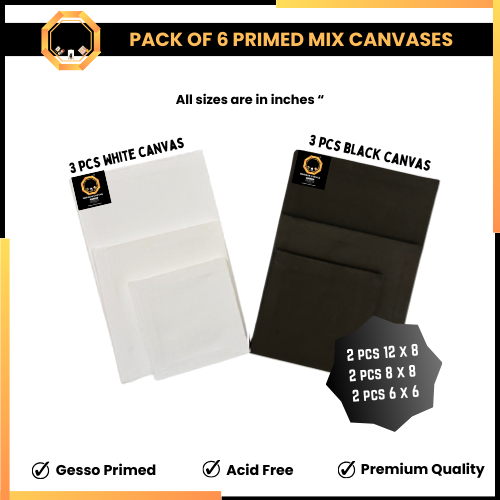 Pack of 6 Black & White mix Canvas boards Deal - Limited Edition