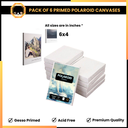 Pack of 6 Primed Polaroid Canvas Boards  6 x 4 inches - Rectangular Edition