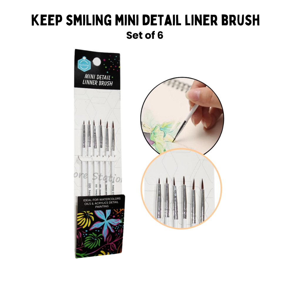 Keep Smiling Mini Detail Liner Brush Set of 6 Pack of 6 - Image 1