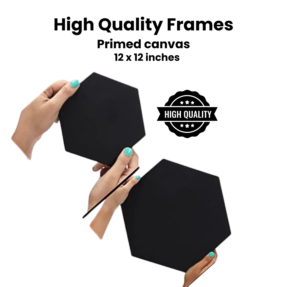 Pack of 2 hexagonal Black Primed Canvas 12 x 12 inches - Limited Edition