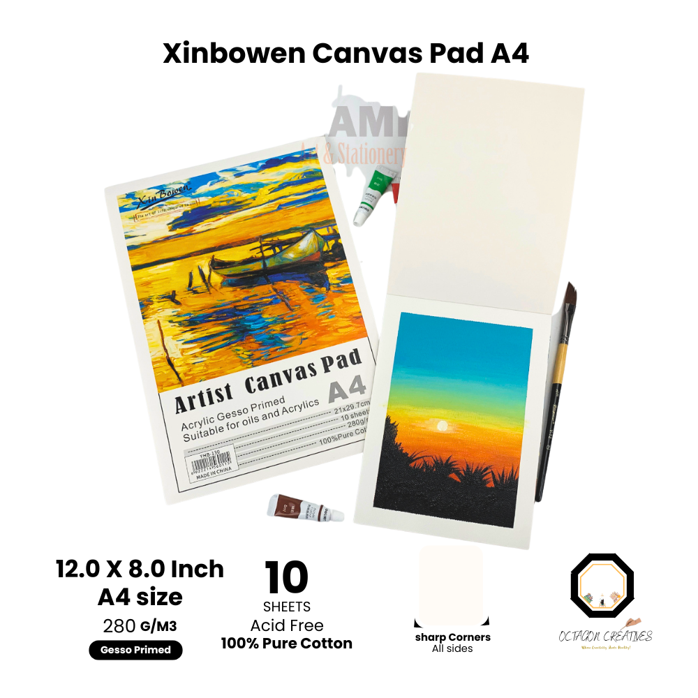 Xinbowen Artist's Gesso Primed canvas Pad A4 - Acrylic Edition
