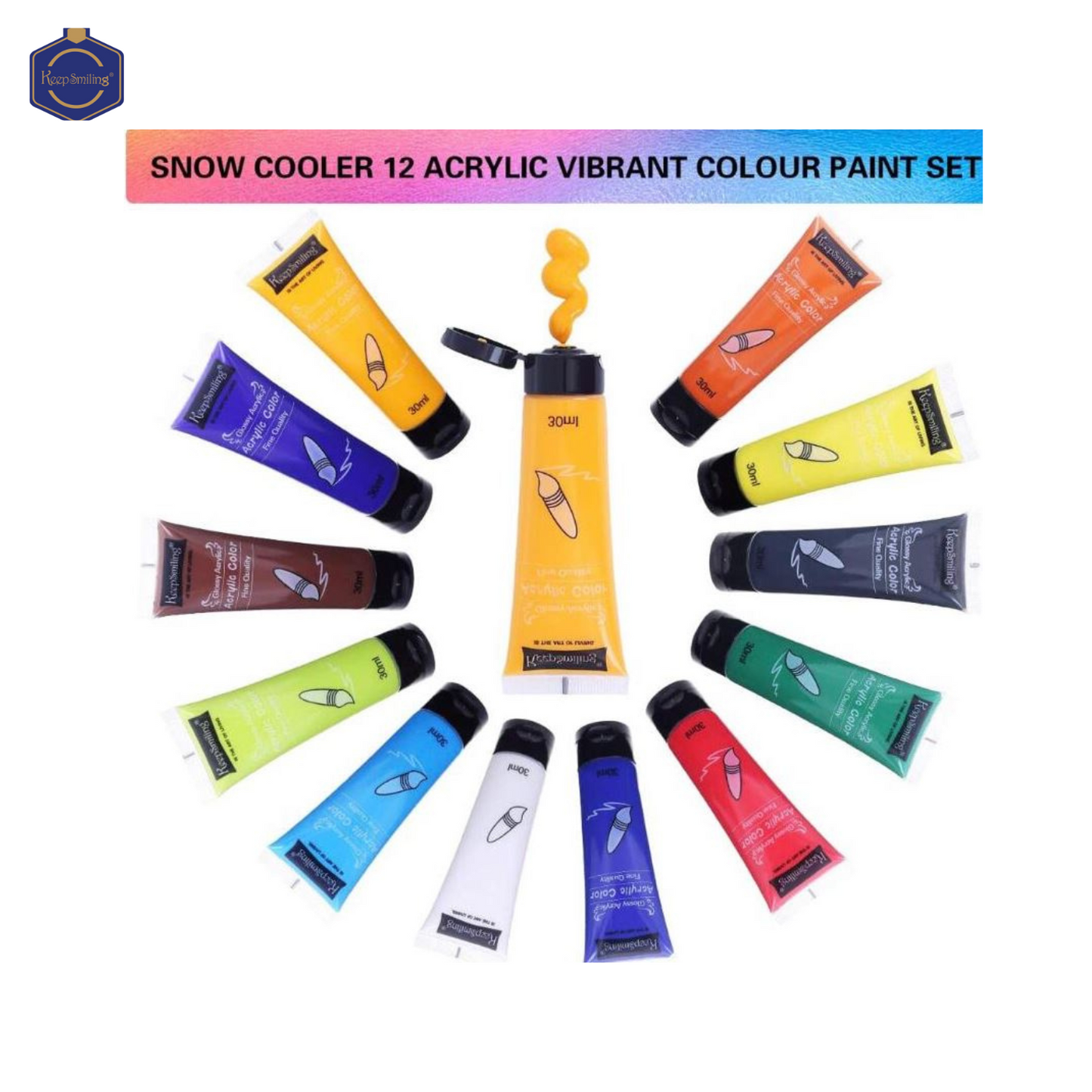 Keep smiling Acrylic tubes set of 12 - 30ml