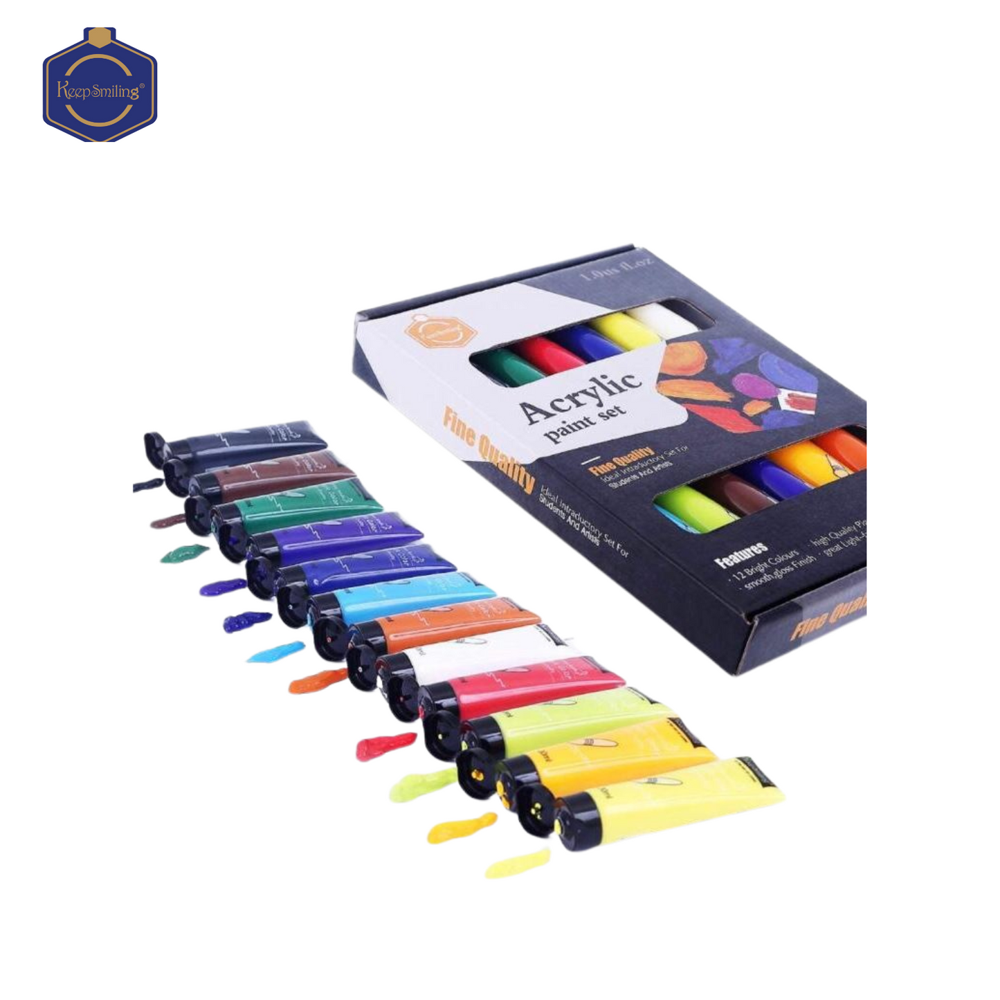 Keep smiling Acrylic tubes set of 12 - 30ml