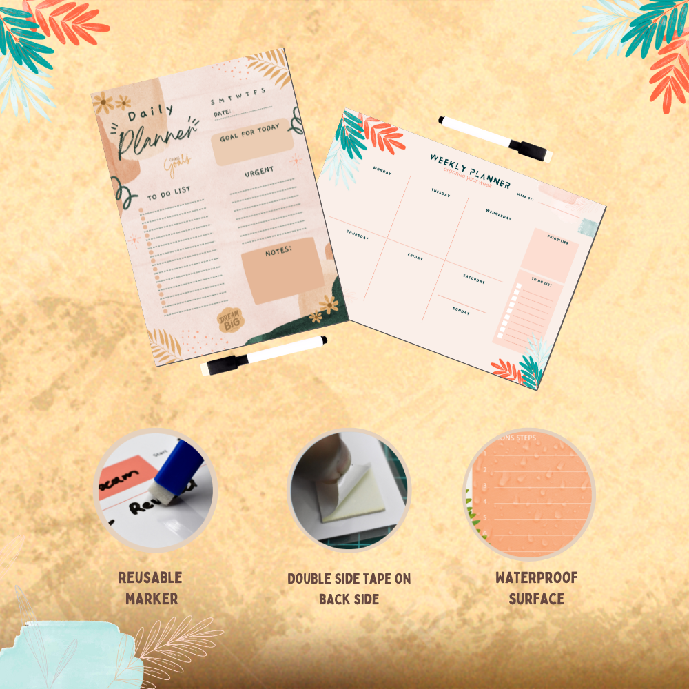 Weekly & daily planner with 2 board markers - Rare Deal