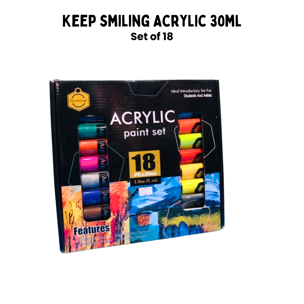 Keep smiling Acrylic tubes set of 18 - 30ml each