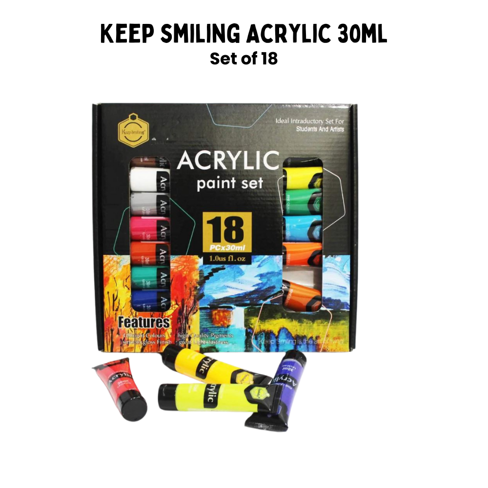 Keep smiling Acrylic tubes set of 18 - 30ml each