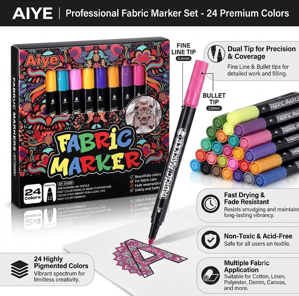 Dual Tip Acrylic Paint Markers Set of 12 - High quality