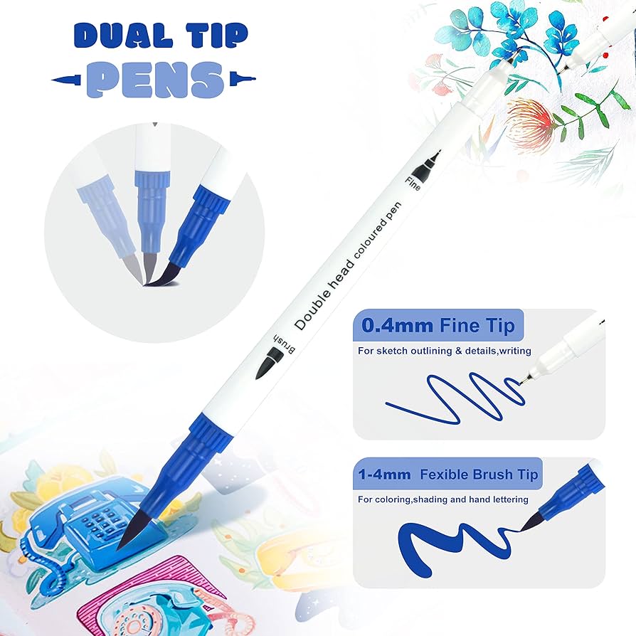 Keep Smiling Dual tip brush pen art marker - set of 12