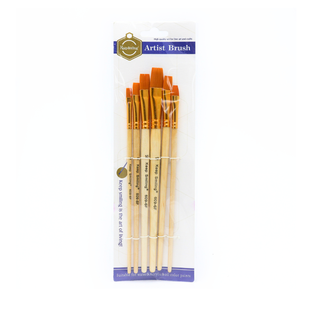 Keep smiling flat paint brush set of 6