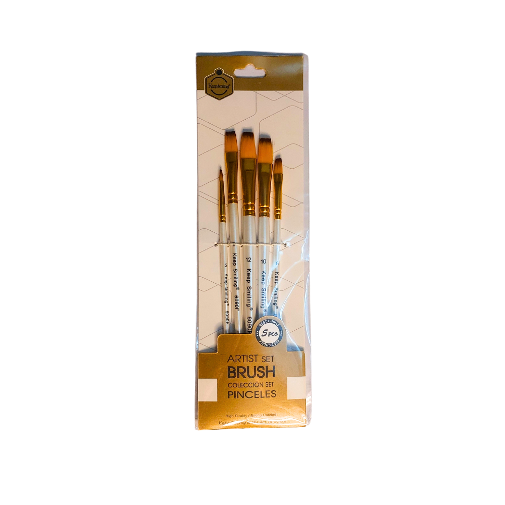 Keep smiling flat paint brush set of 5 - Premium Edition