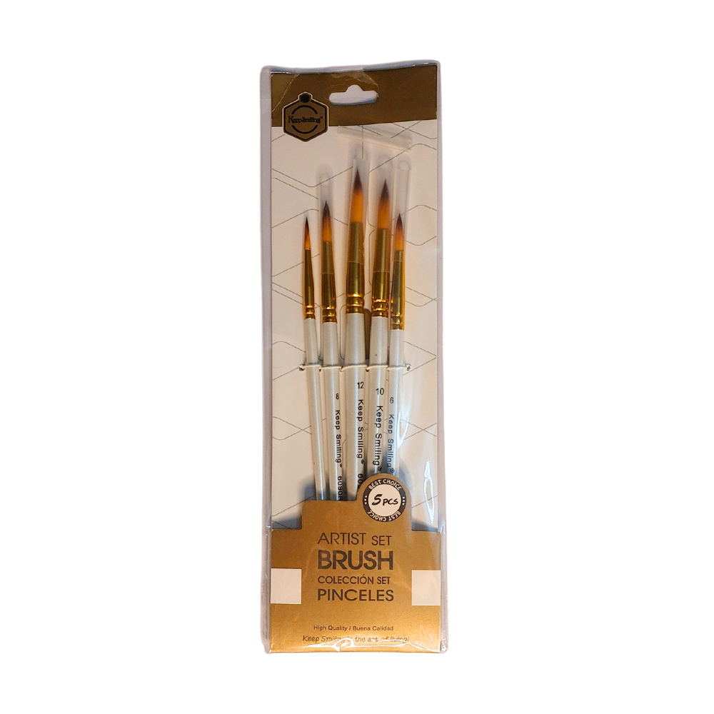 Keep smiling Round paint brush set of 5 - Premium Edition