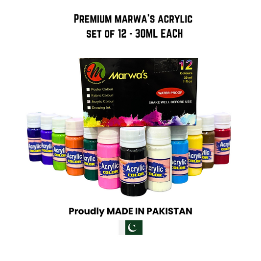 Marwa's Acrylic set of 12 30ml - 100% Premium Quality