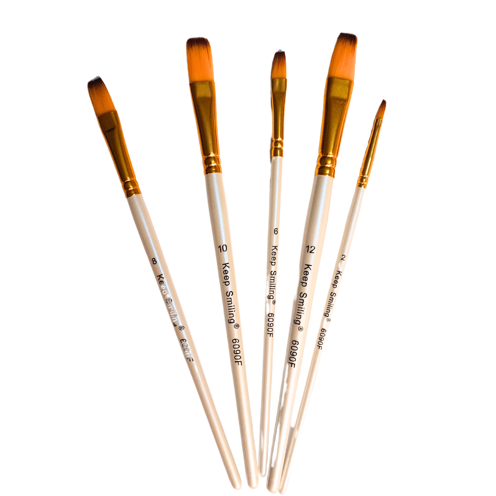Keep smiling flat paint brush set of 5 - Premium Edition