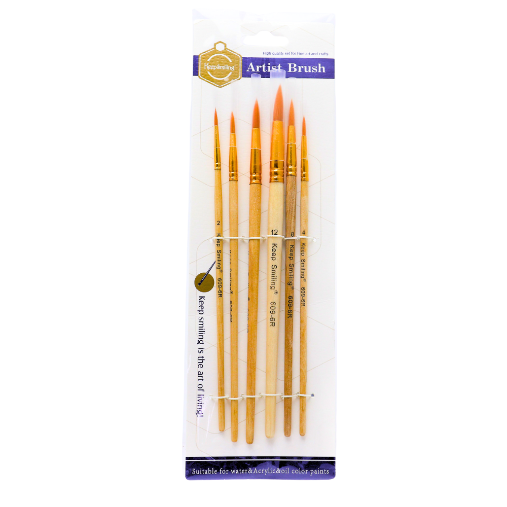 Keep smiling Round paint brush set of 6