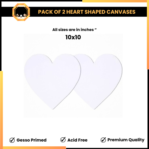 Pack of 2 Heart Shaped Canvas 10 x 10 inches