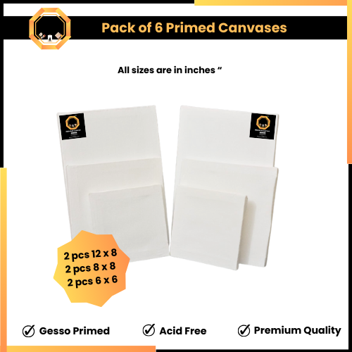 Pack of 6 Primed Canvas Board for painting