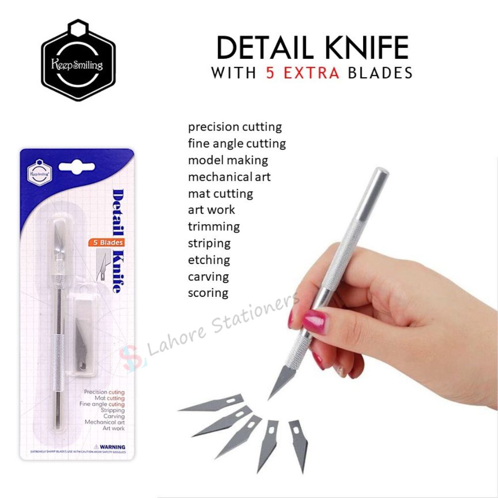 Keep Smiling pen cutter Detail Knife with 5 Extra Blades