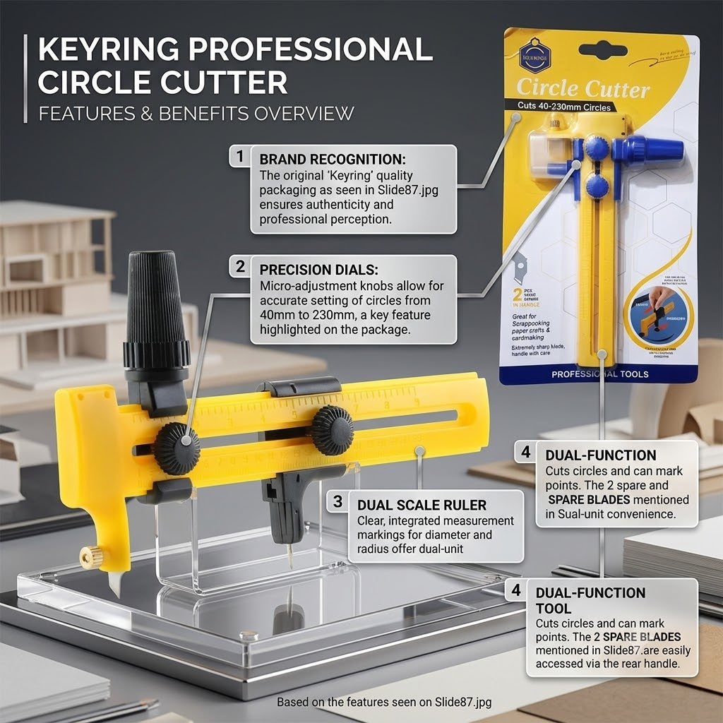 Keep Smiling Compass Circle Cutter – Adjustable 40-230mm Precision Cutting Tool