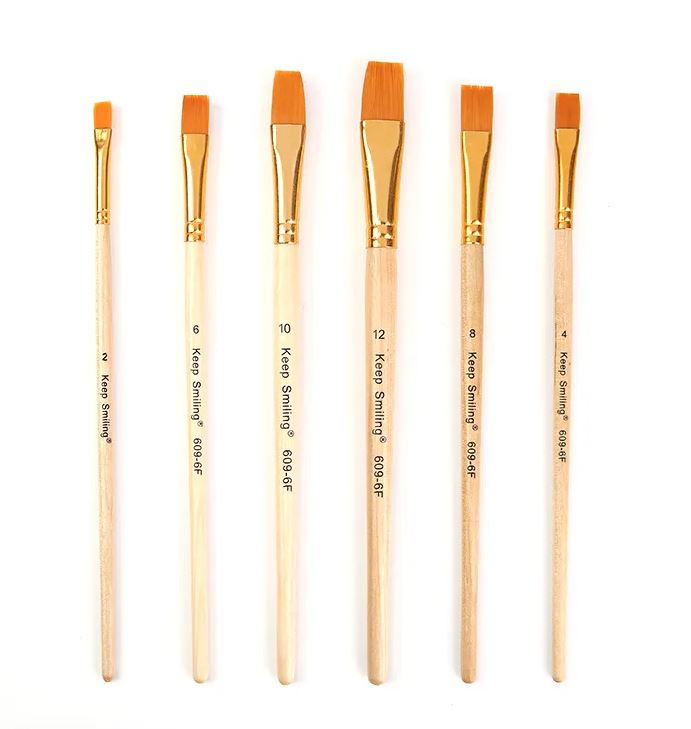 Keep smiling flat paint brush set of 6