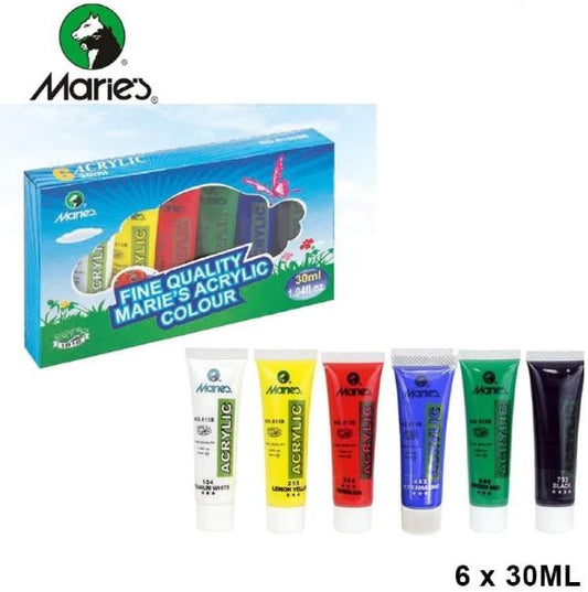 Maries Acrylic color set of 6 - 30ml Each