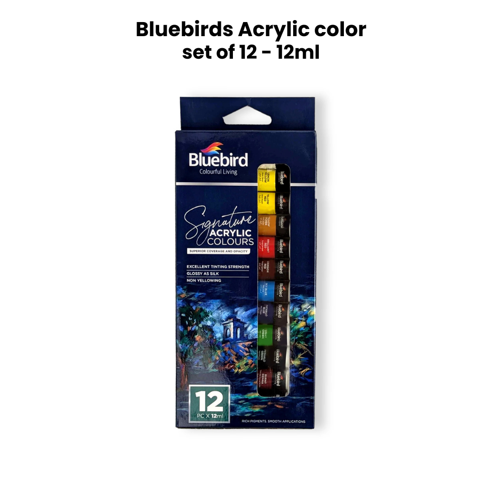 Bluebirds Acrylic paint set of 12 - 12ml - Professional Edition