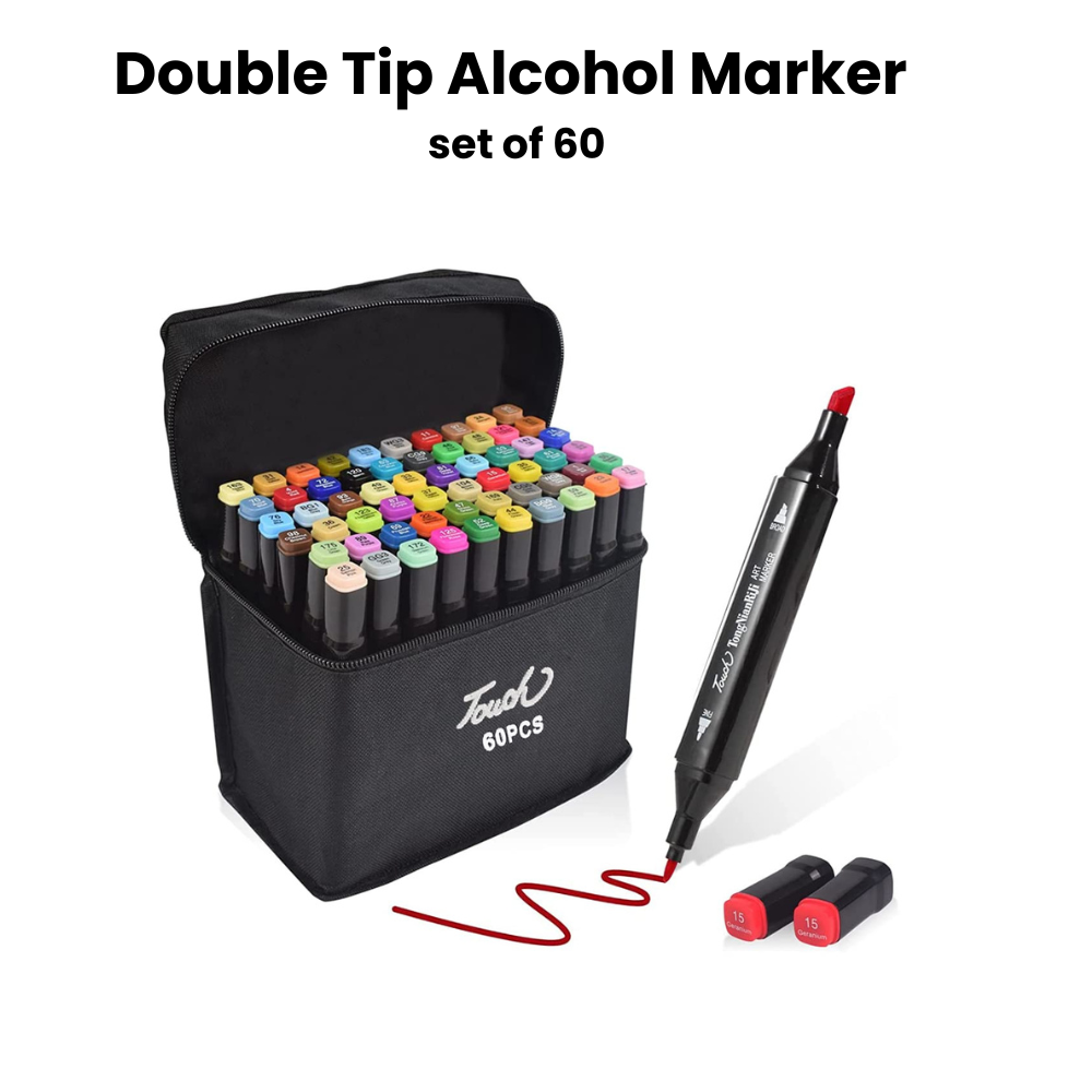 Twin Double tip Alcohol Markers set - 100% Premium Quality