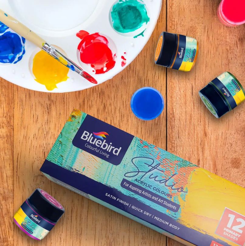 Blue Bird Studio Acrylic color set of 12 - 25ml vibrant Shades