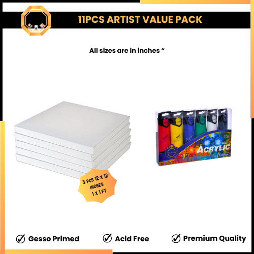 11pcs Artist Value Pack - Paints and Canvas Edition #1