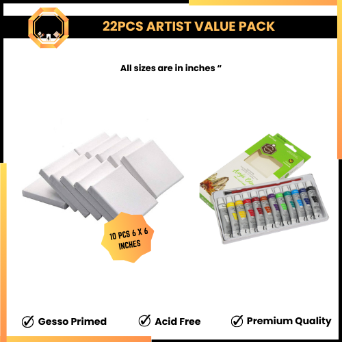 22pcs Artist Value Pack - Paints and Canvas Edition #1