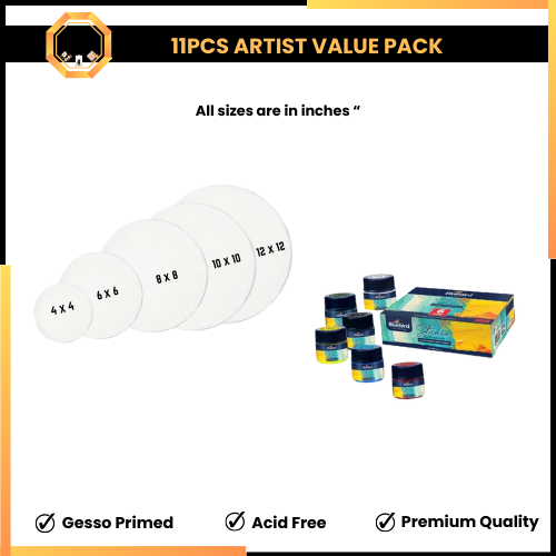 11pcs Artist Value Pack - Paints and Canvas Circle Edition #1