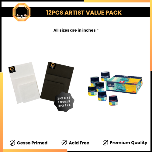 12pcs Artist Value Pack - Paints and Canvas mix Edition #1