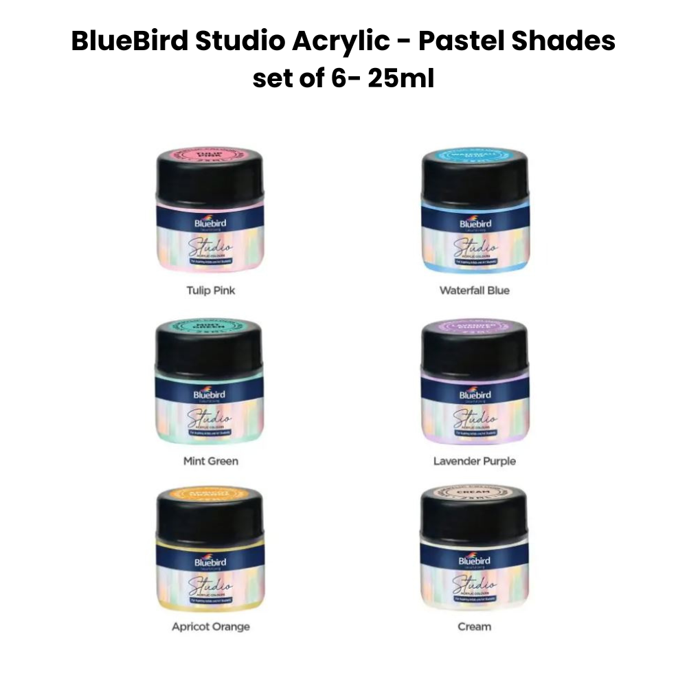 Blue Bird Studio Acrylic color set of 6 - 25ml Pastel Shades