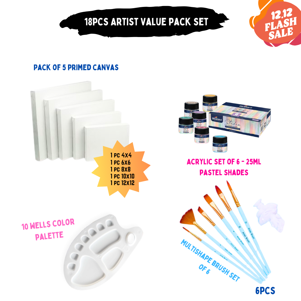 18 Pcs/Set Value Pack For Artist - Bluebirds pastel Edition